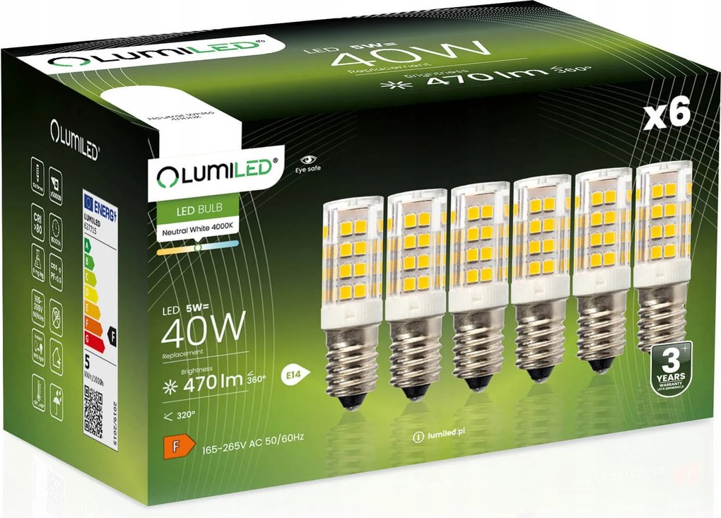 6x Led izzó E14 T25 5W 4000K Lumiled Hűtőszekrényhez