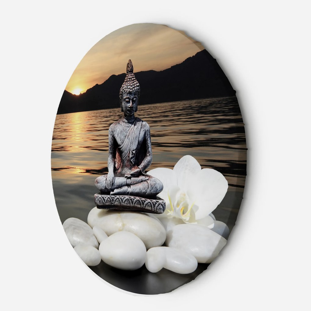 Gario Kerek vászonkép Buddha naplementés háttérrel Méret: 80 x 80 cm