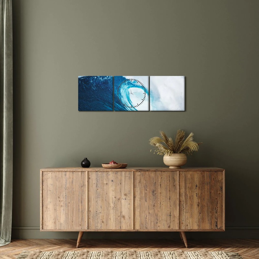 Kép - Óceáni hullám (órával) (90x30 cm)