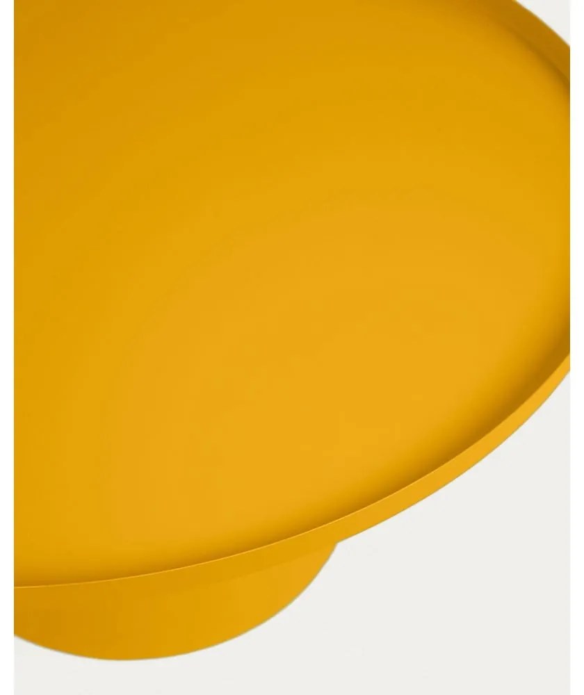 Mustársárga fém kerek dohányzóasztal ø 72 cm Fleksa – Kave Home