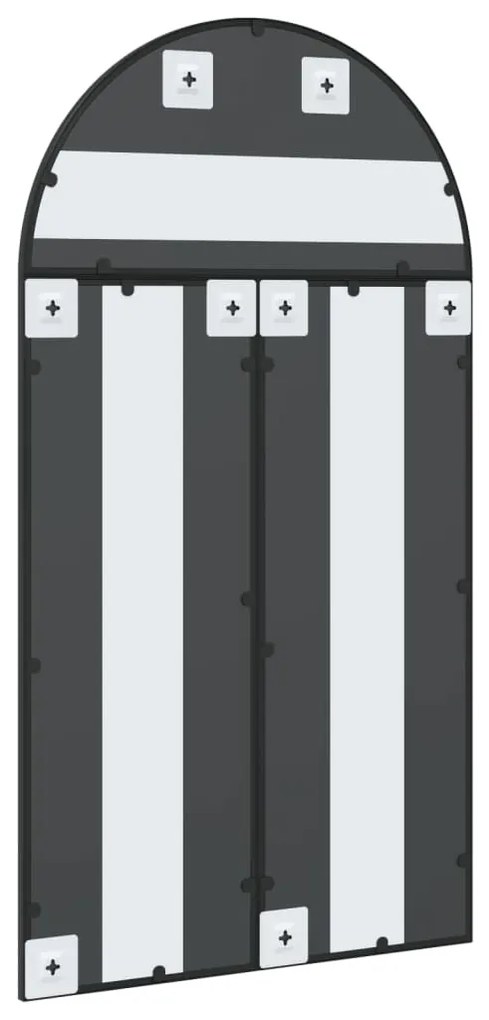 fekete ívelt vas fali tükör 60 x 110 cm