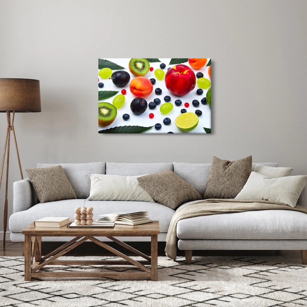 Vízcseppekkel ellátott gyümölcs képe (90x60 cm)