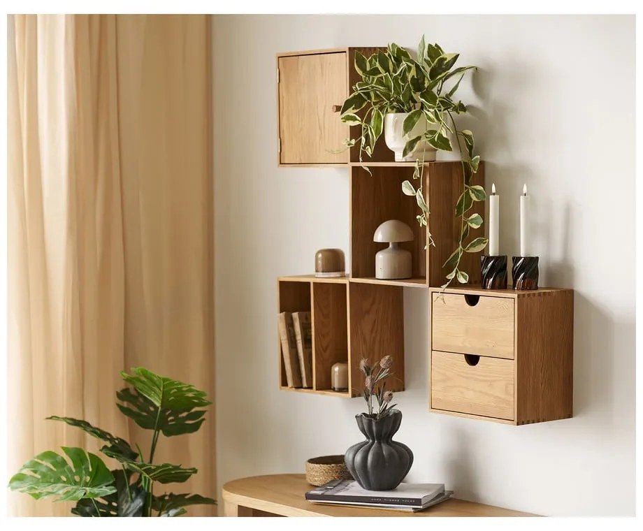 Natúr színű többszintes tölgyfa fali polc 18 cm Townsville – House Nordic