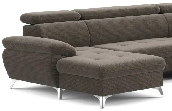 CATANIA jobb oldali, barna, kihúzható sarokkanapé tárolóval U alakban