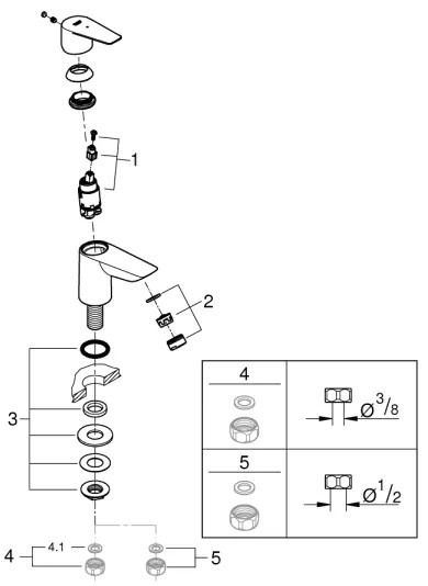 GROHE 32861001 - BAUEDGE álló csaptelep 131 mm fényes króm