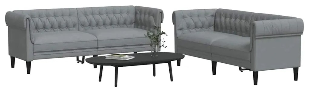 Kanapé Szett 2 pcs Világosszürke szövet