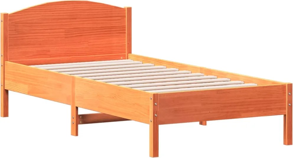 vidaXL viaszbarna tömör fenyőfa ágy matrac nélkül 90 x 190 cm