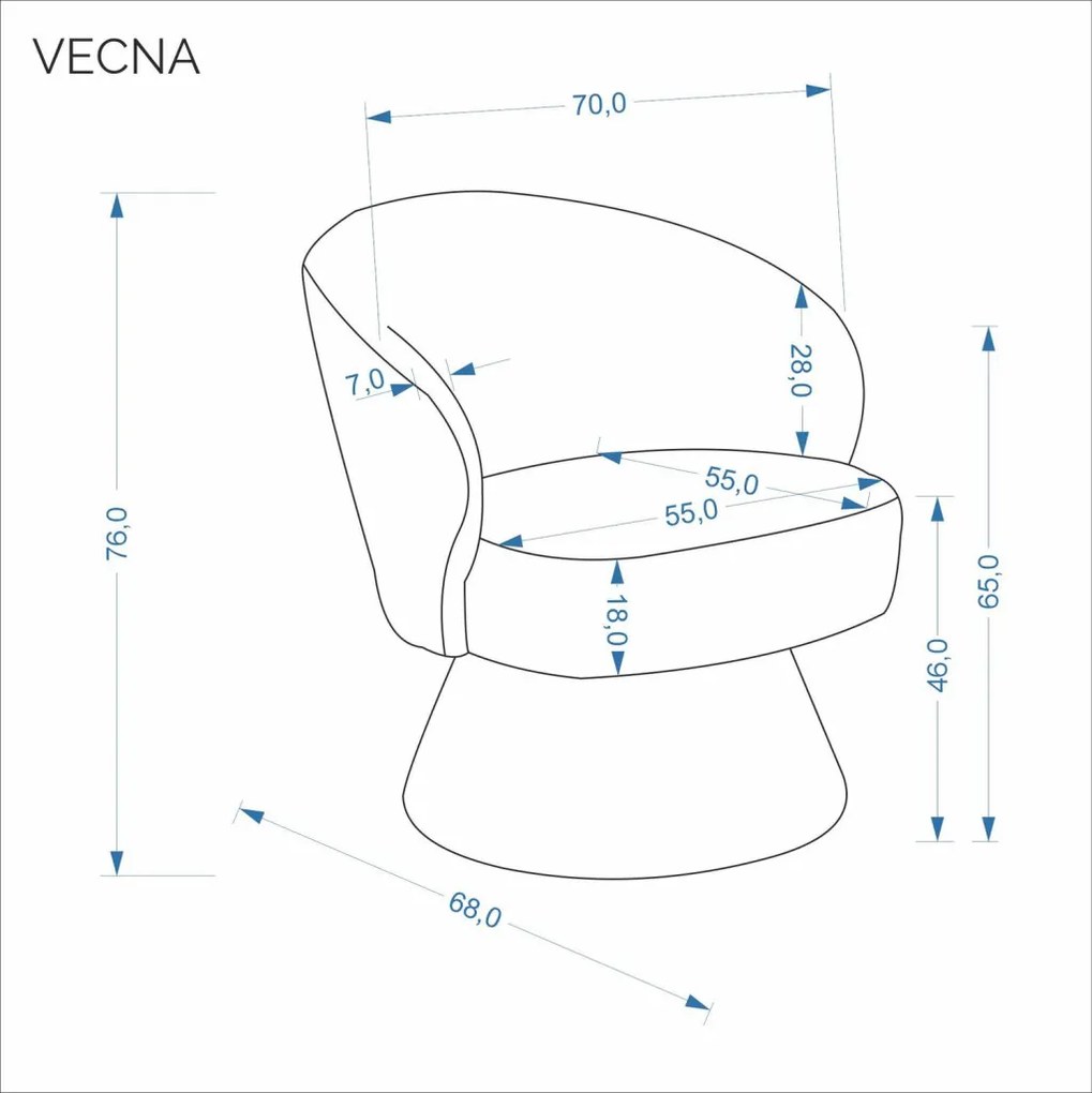 Vecna 360 fokban forgatható fotel szürke