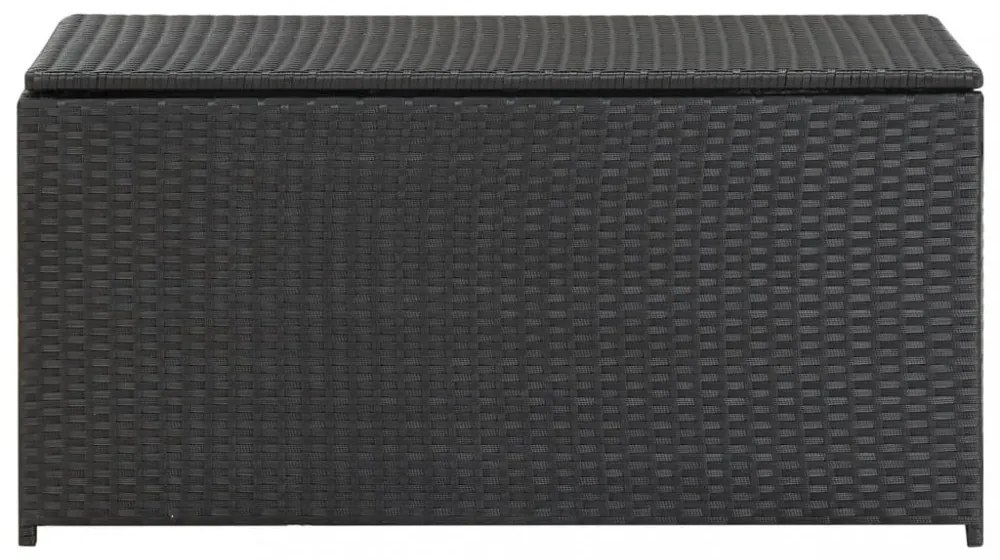 fekete polyrattan kerti tárolóláda 100 x 50 x 50 cm
