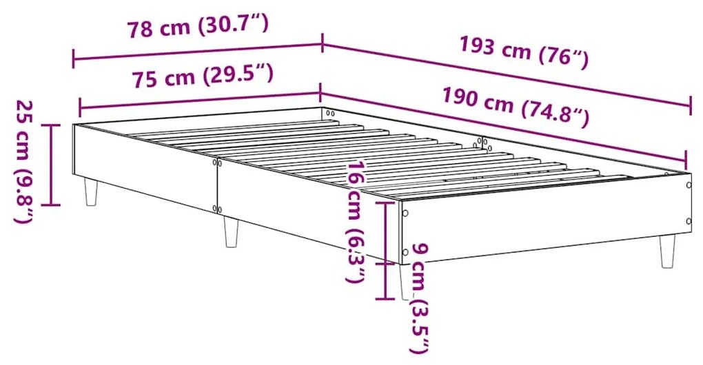 antik fa szerelt fa ágykeret matrac nélkül 75x190 cm
