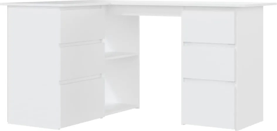 vidaXL fehér szerelt fa sarok íróasztal 145 x 100 x 76 cm