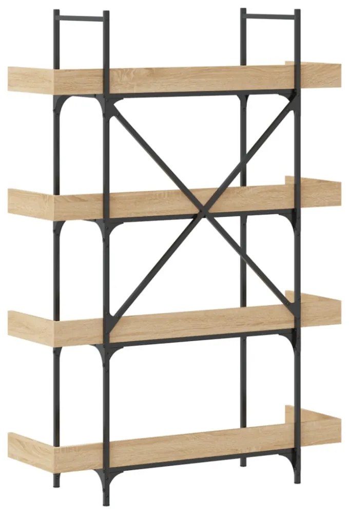 4-szintes sonoma tölgy szerelt fa könyvespolc 100x33x145,5 cm
