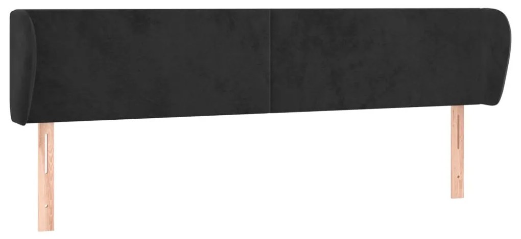 fekete bársony fejtámla szárnyakkal 203x23x78/88 cm