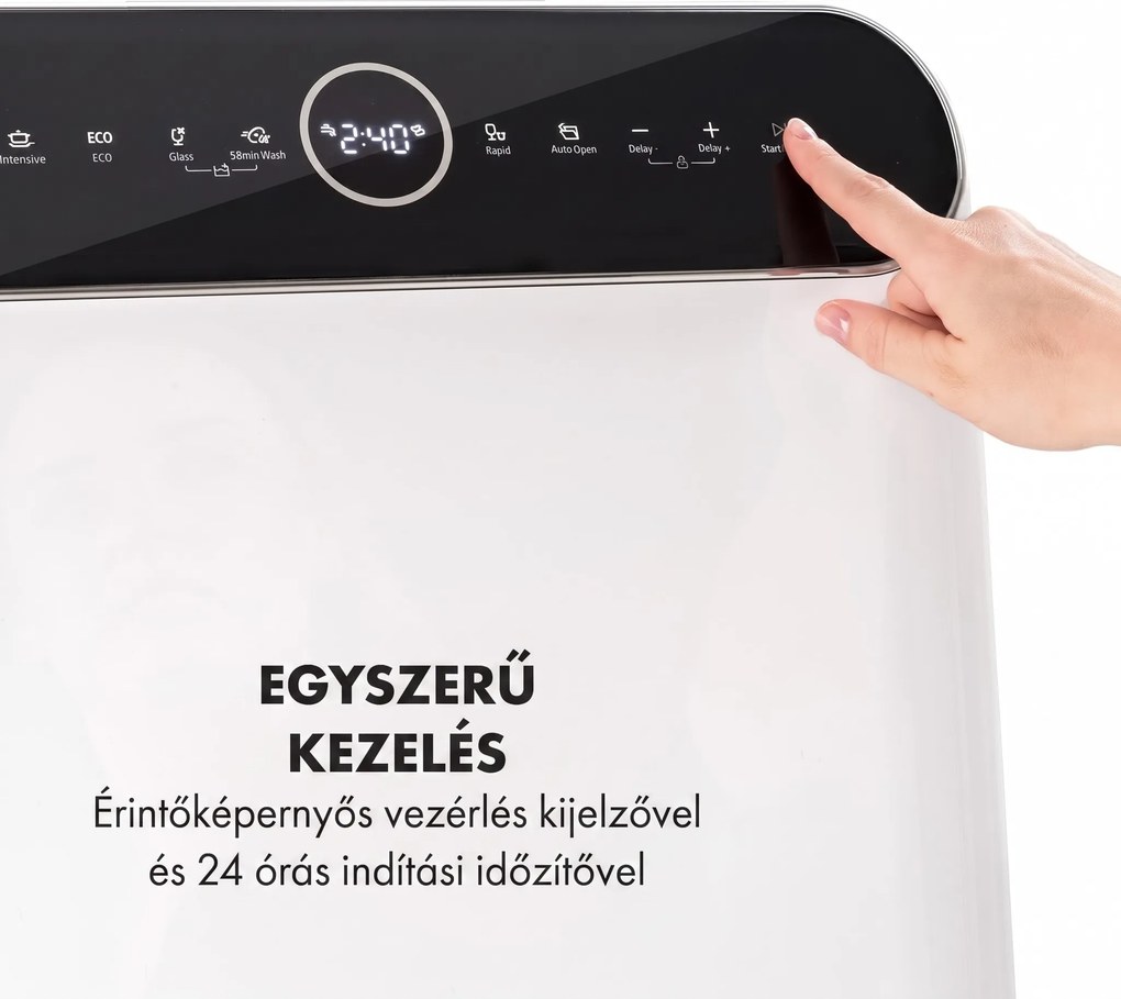 Klarstein Oceana, mosogatógép, 860 W, F energiahatékonysági osztály, szabadon álló, beépítés nélkül, fehér