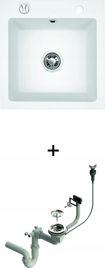 Gránit Mosogató Konyhai mosogató szifon Mingus 50 fehér