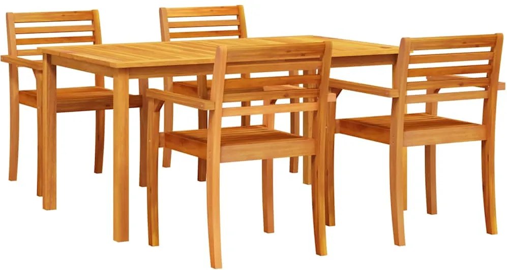 vidaXL Kert étkező szett 5 pcs Barna Tömör Akácfa