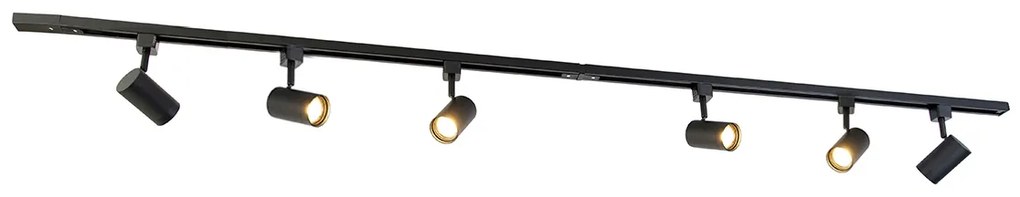 Modern sínrendszer 6 fekete spotlámpával 1 fázisú 194 cm - Iconic Jeana