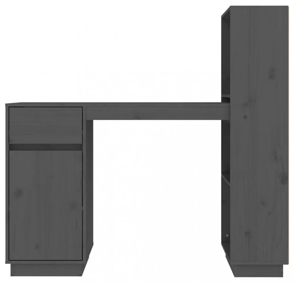 szürke tömör fenyőfa íróasztal 110x53x117 cm