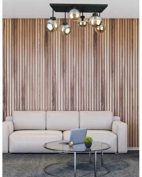 Felületre szerelhető csillár DEA 6xE14/60W/230V fekete/füstös bézs