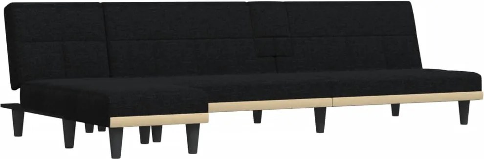 vidaXL fekete L-alakú szövet kanapéágy 255x140x70 cm