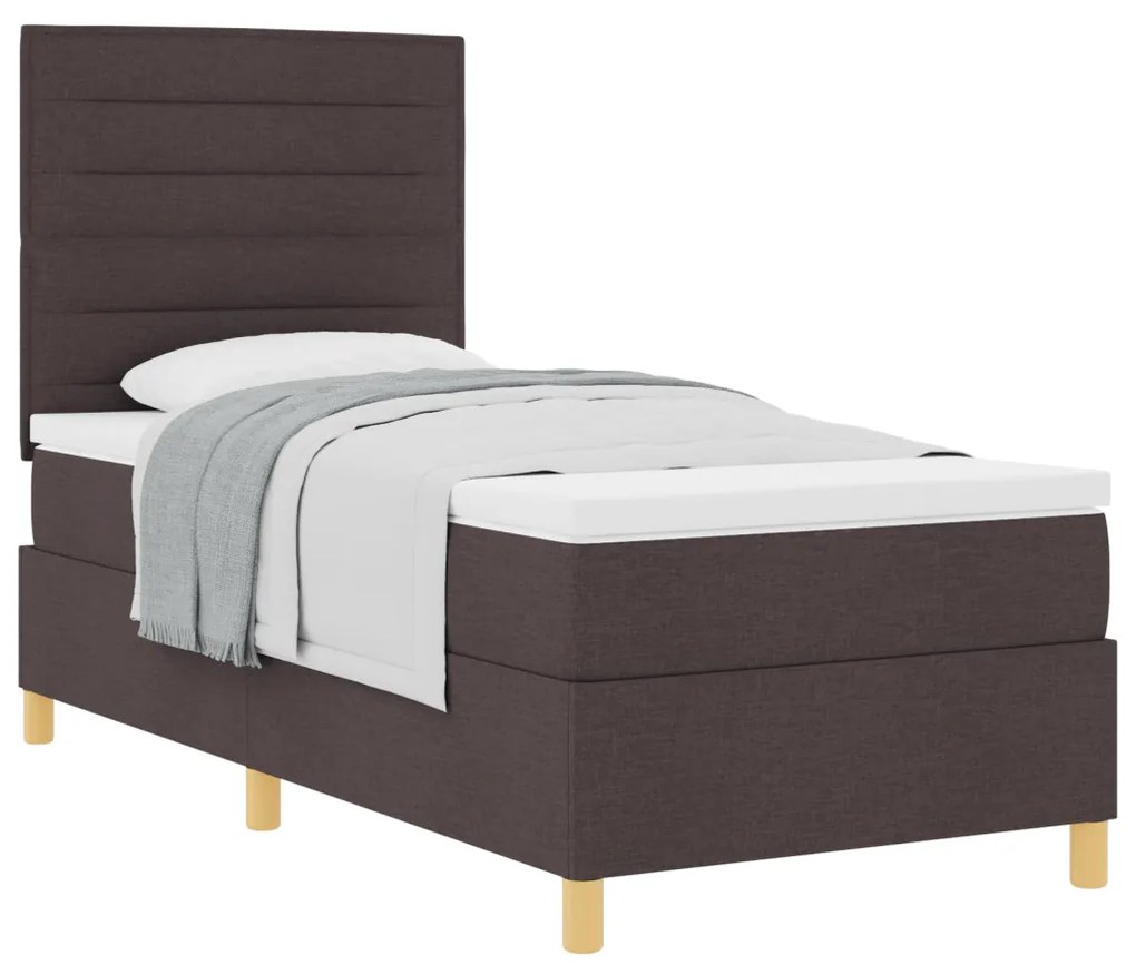 Box Spring ágy matraccal, sötétbarna, 80x200 cm, szövet