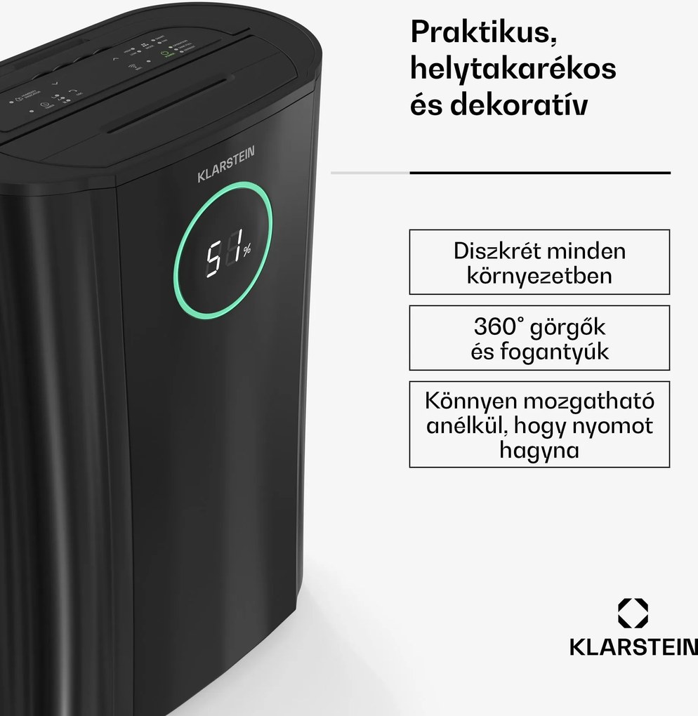 Klarstein DryFy ProConnect 24 párátlanító, 24 l/nap, 30 m², WiFi, App, LED kijelző, 24-órás időzítő