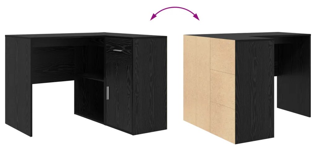 Sarok íróasztal Fekete tölgy 102x88x75 cm Forgácslap