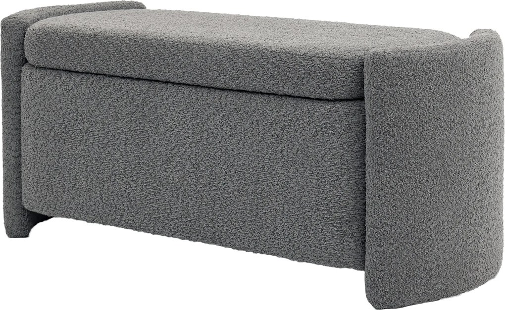 HOMCOM Pad, Tárolós Ágy Pad, Kárpitozott Pad Fedéllel, Teddy Velúr Hatás, Tárolódoboz, Pad a Nappaliba és Hálószobába, Szürke, 105 x 44 x 45,5 cm | Ao