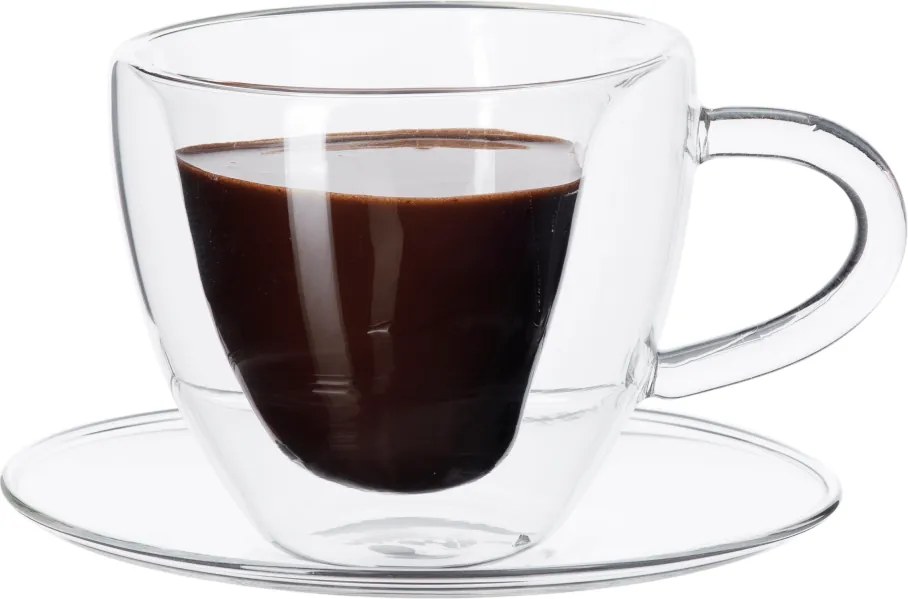 Thermo Heart csésze pohár csészealjakkal, 2db, szív alakú, 150ml, HOTCOOL TYP 5