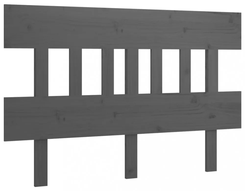 szürke tömör fenyőfa ágyfejtámla 123,5x3x81 cm