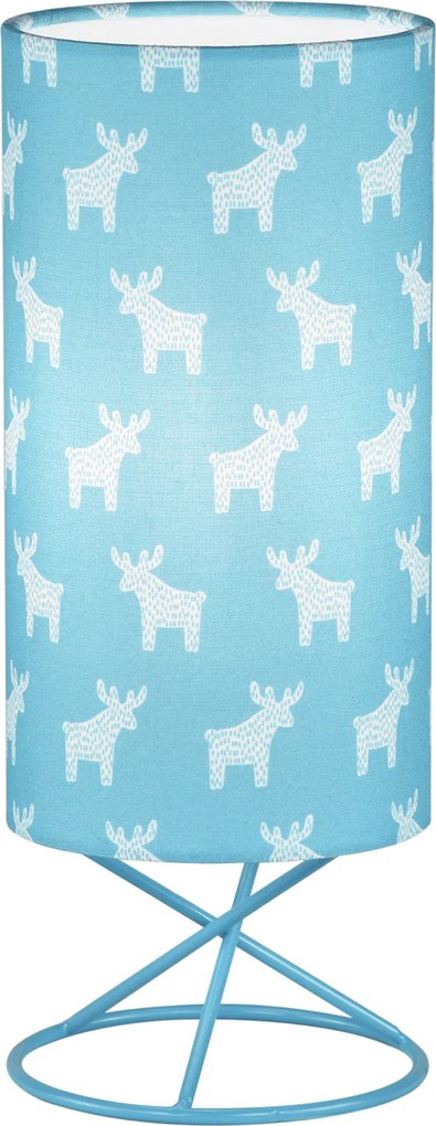 Asztali lámpa, fém/kék textil lámpaernyő, AVAM