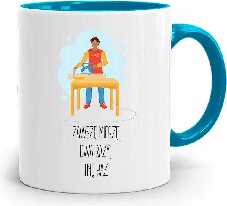 Asztalos Kék Bögre Mindig Kétszer Mérem, fényképes nyomattal