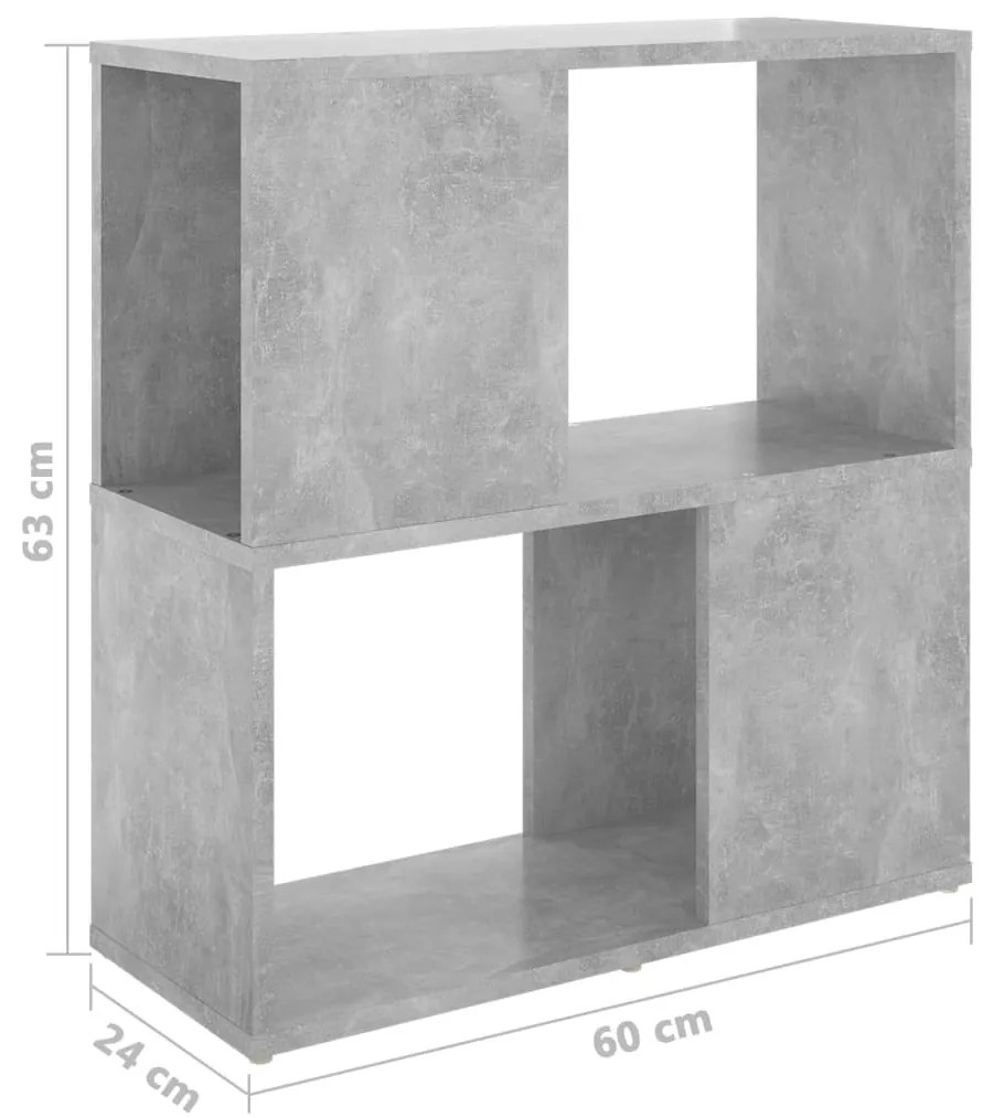 betonszürke szerelt fa könyvszekrény 60 x 24 x 63 cm