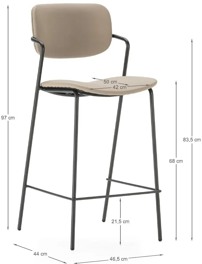 Bézs bárszék szett 2 db-os (ülésmagasság 68 cm) Maika – Marckeric