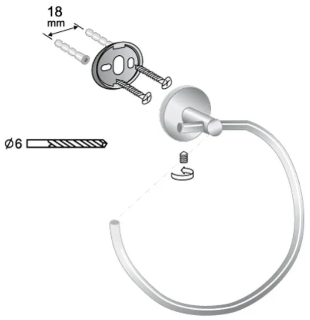BISK Erga FOR YOU, törölközőgyűrű tartó, matt fekete, ERG-08260