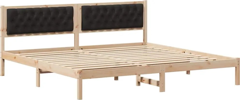vidaXL Ágykeret fejtámlával Fekete 200 x 200 cm Tömör fenyőfa