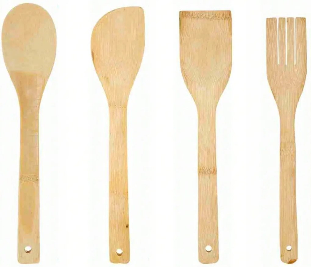 Konyhai eszközök fából készült bambusz spatula készlet kanál állvány 4 db-os
