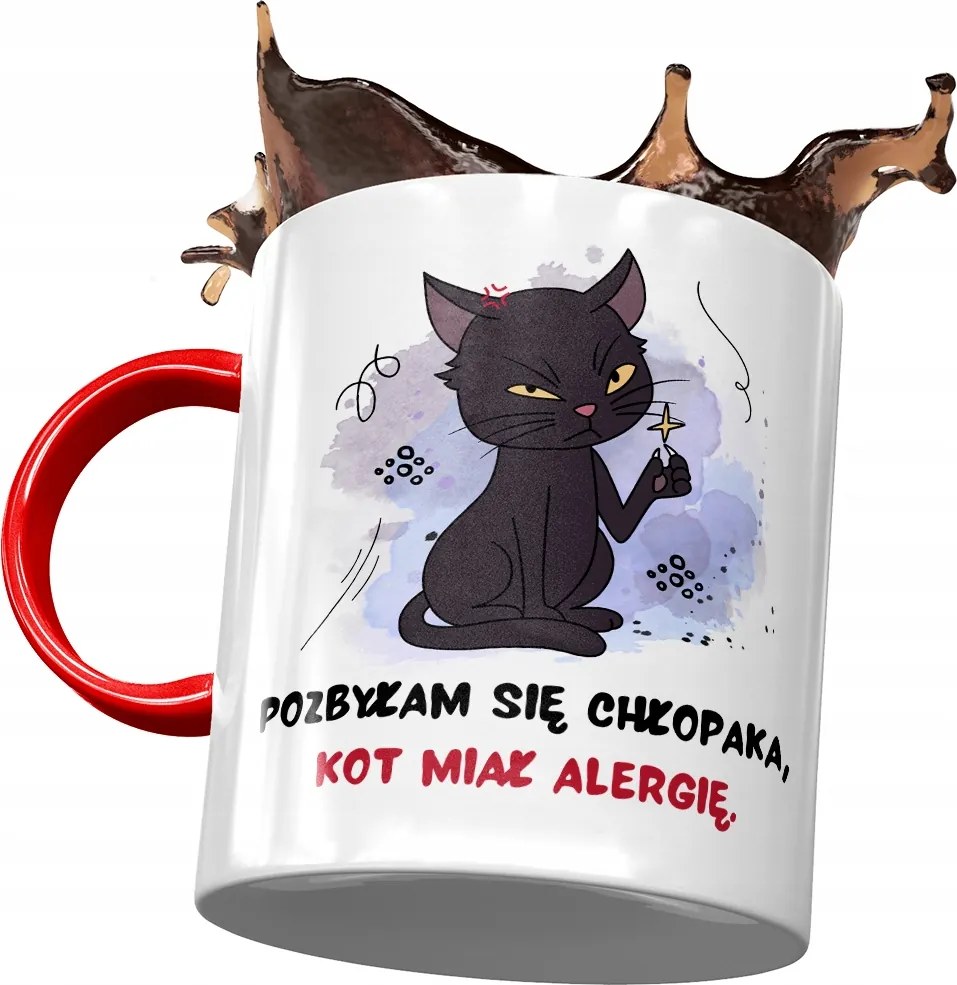 Piros Bögre Cicával Cica Cuki Ajándék Nyomtatott Fotóval