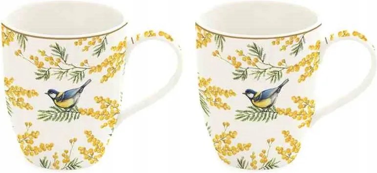 Porcelán Bögrék x 2 Db Bögre Cinege és maripóz virágok