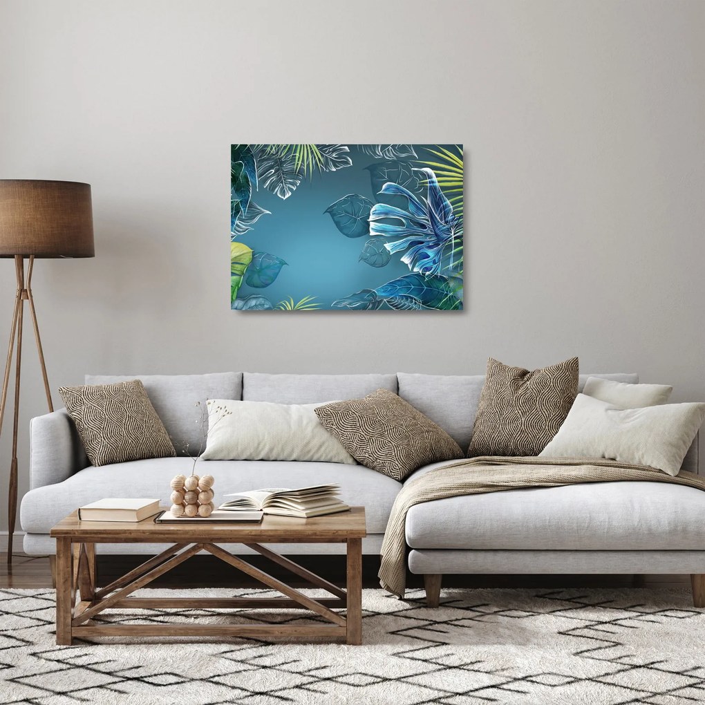 Kép - Trópusi növények levelei (üvegen) (70x50 cm)