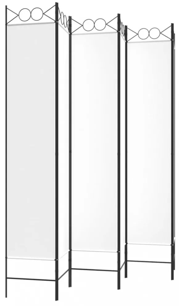 6-paneles fehér szövet térelválasztó 240x220 cm