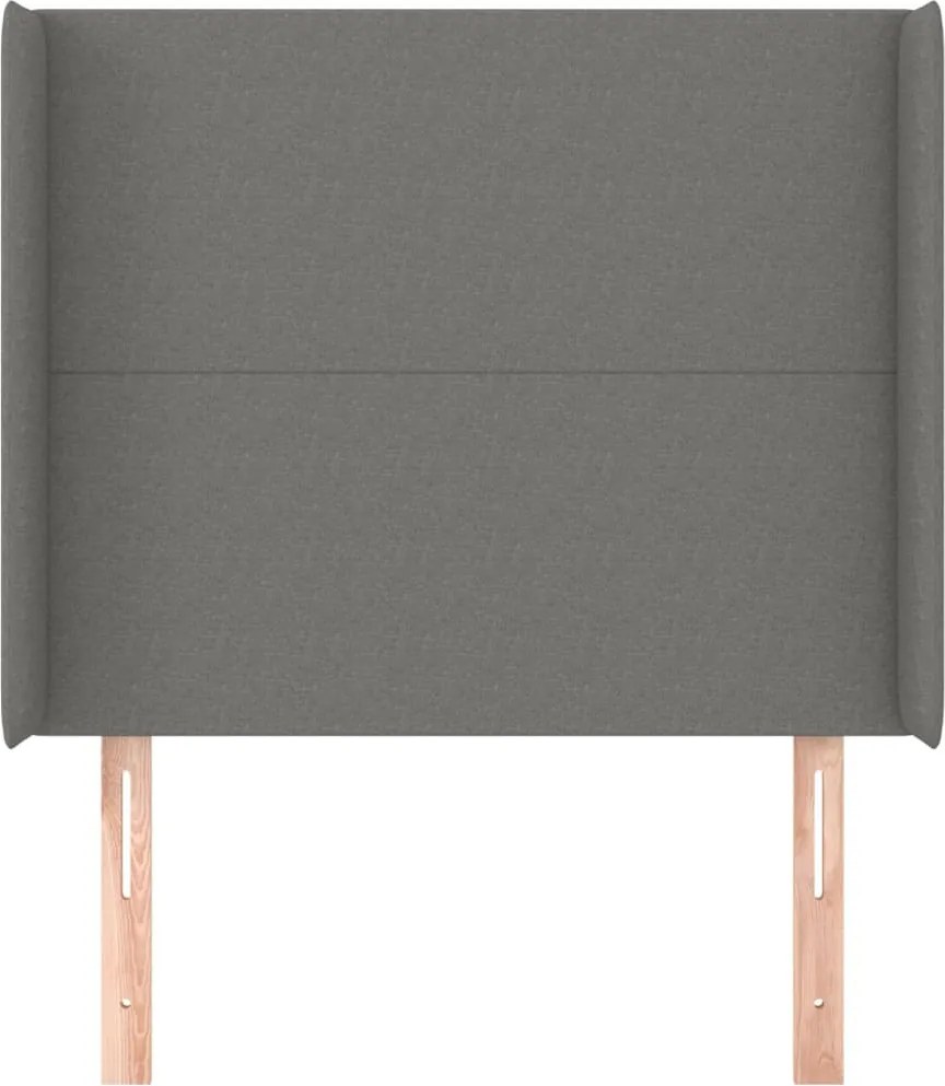 sötétszürke szövet fejtámla szárnyakkal 83x16x118/128 cm