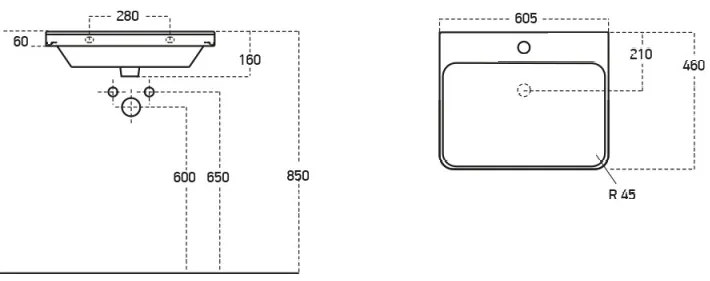 TMP LUX 60 fali fürdőszobabútor - Sanovit LUXURY - 11060 mosdóval - 60,5 x 46 cm