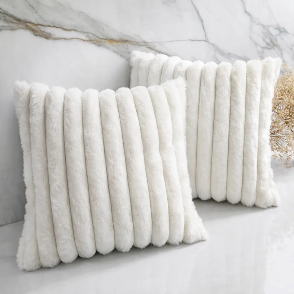 Puha díszpárnahuzat 40x40cm fehér plüss Kétoldalas