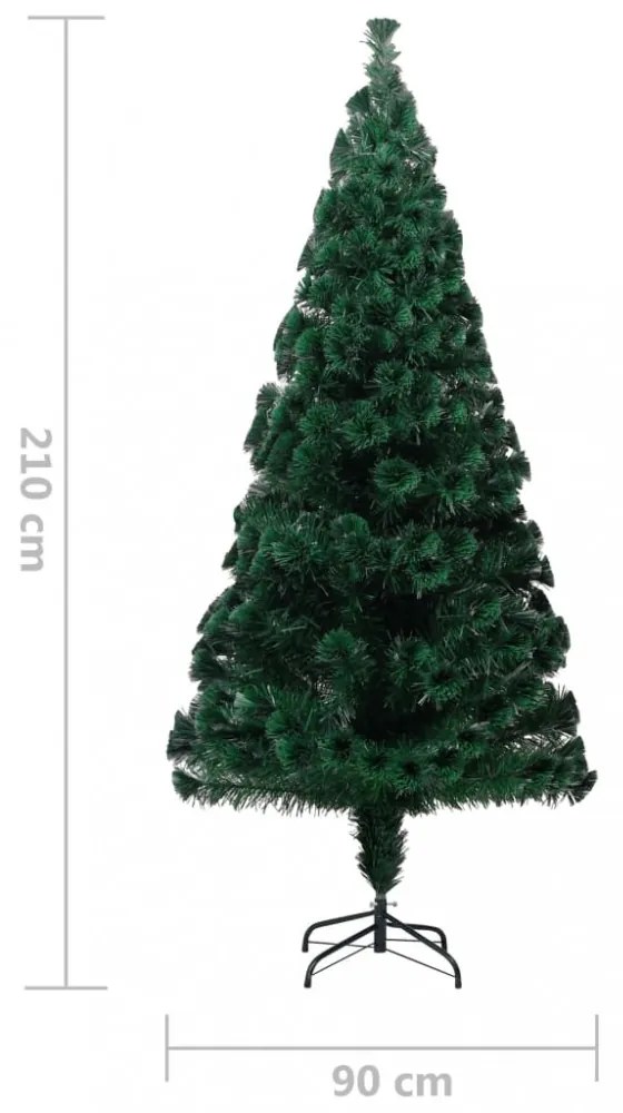 zöld száloptikás műkarácsonyfa állvánnyal 210 cm