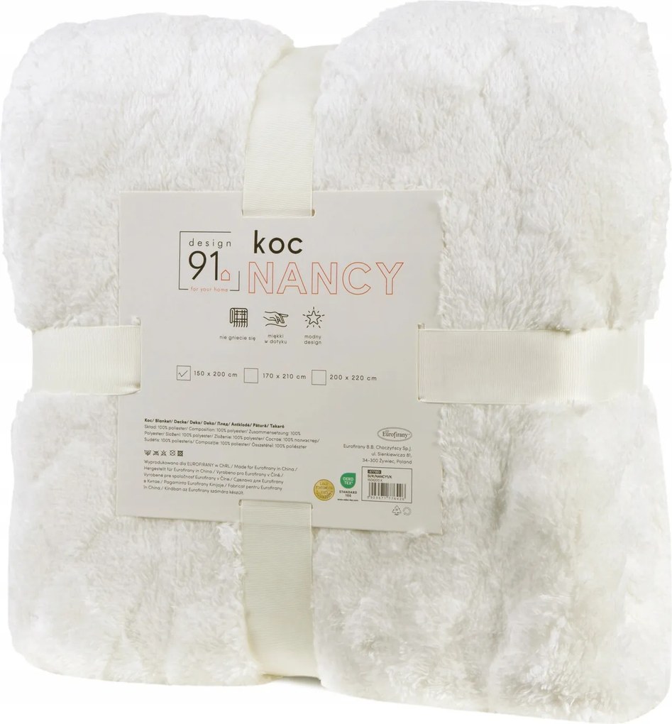 Flano takaró 70x160 krémszínű puha meleg dombornyomott elegáns Design91 Nancy