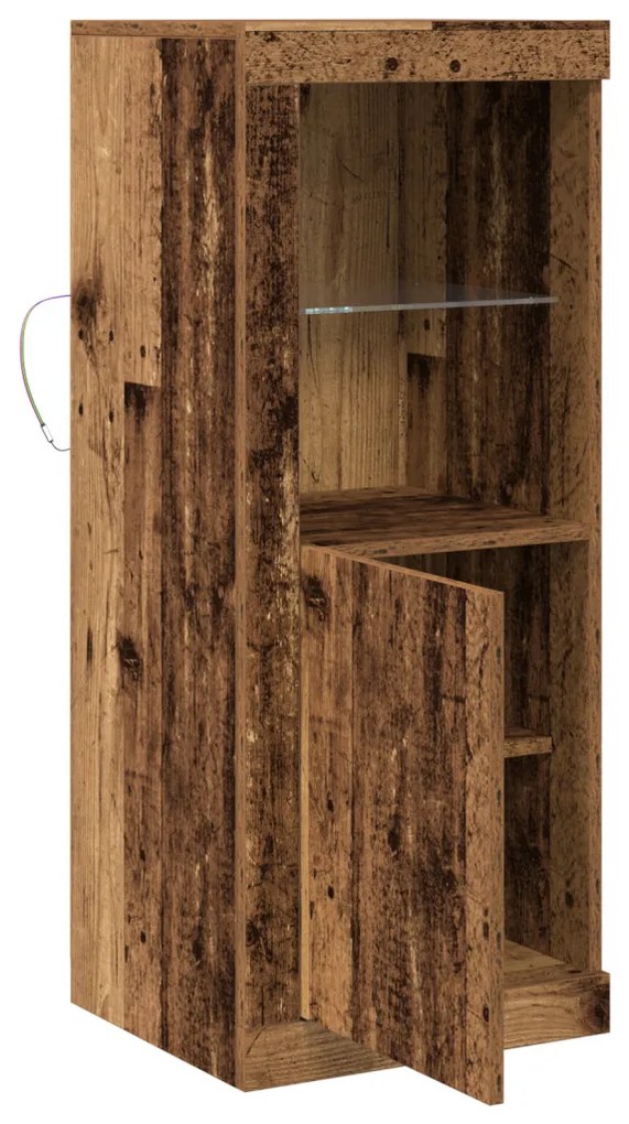 LED világítással rendelkező oldalajtó régi fa 41x37x100 cm