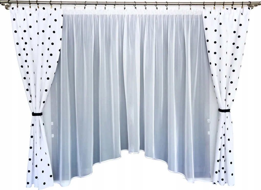 Mg Kpl Függöny Fátyol +függöny Pöttyök Fekete lengyel