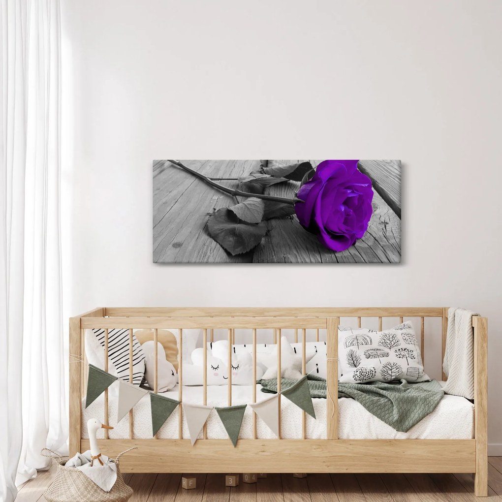Kép - Lila rózsa zöld szárral (120x50 cm)
