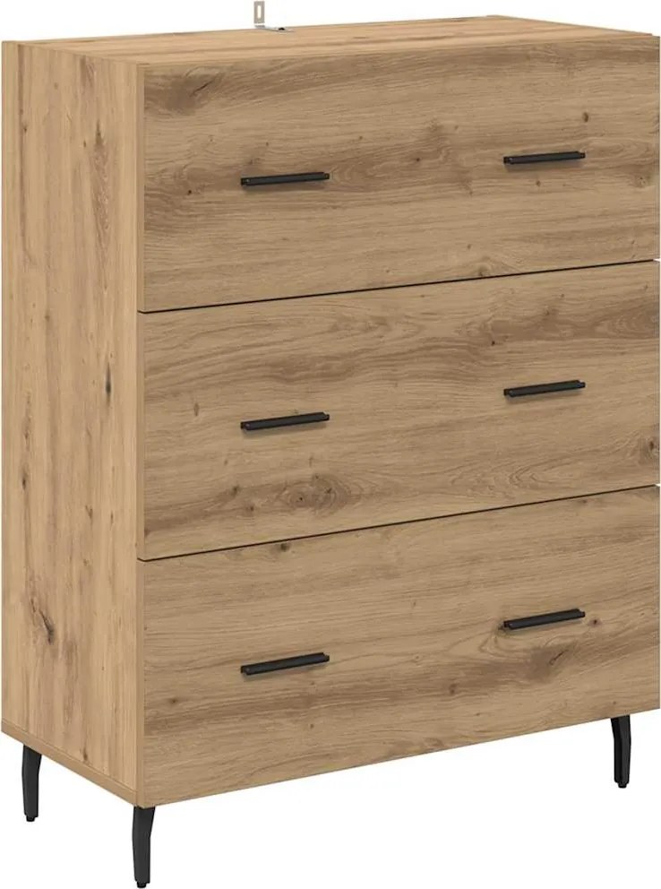 vidaXL Széf fiókkal Artisan tölgy 69,5 x 34 x 90 cm Műszaki fa és vas